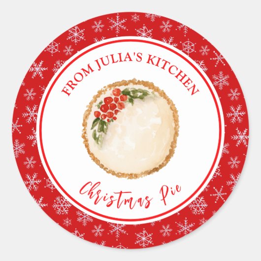 Kerstbakkerij Kersttaart Ronde Sticker (Voorkant)