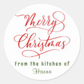 Kerstbakkerij Merry Christmas Persoonlijk Ronde Sticker (Voorkant)