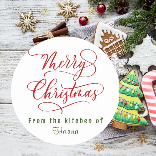 Kerstbakkerij Merry Christmas Persoonlijk Ronde Sticker