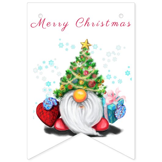 kerstbakkersgnomen met cadeautjes - vun vlaggetjes (Eerste vlag)