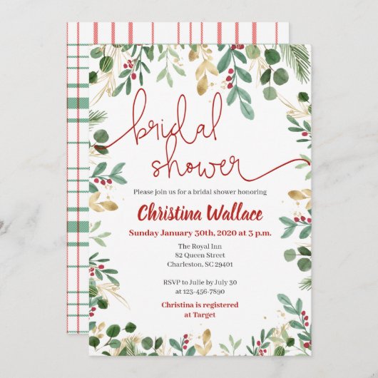 Kerstbakkersnodigingen - Rood en groen Kaart (Voorkant / Achterkant)