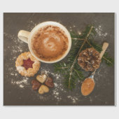 Kerstbakkoekjes Chocolade Koffielepel Cadeaupapier (Vlak)