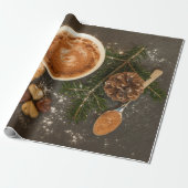 Kerstbakkoekjes Chocolade Koffielepel Cadeaupapier (Uitgerold)