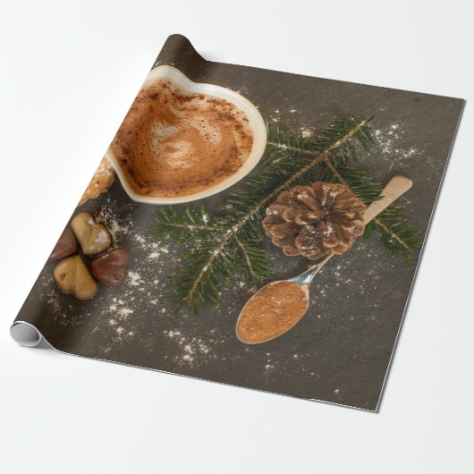 Kerstbakkoekjes Chocolade Koffielepel Cadeaupapier (Uitgerold)