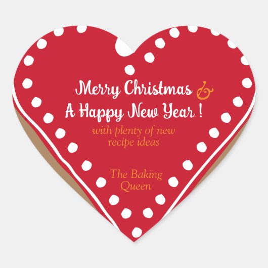 Kerstbakkoningin Rood Hart Sticker (Voorkant)