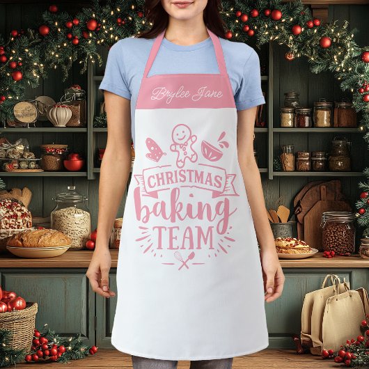 Kerstbakteam Roze Gepersonaliseerd Cute Schort