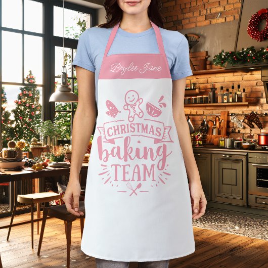 Kerstbakteam Schattige Roze Gepersonaliseerd Schort