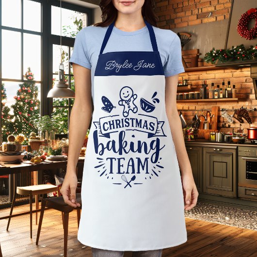 Kerstbakteam Schattigee Navy gepersonaliseerd Schort