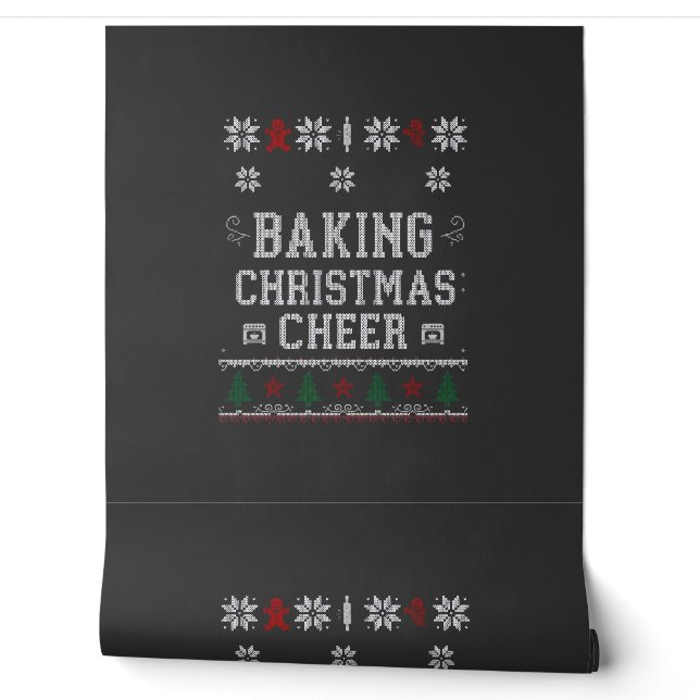 Kerstbakvreugde-gingerbread-ovenbreipatroon Behang (Afrollen)