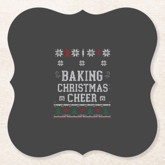 Kerstbakvreugde-gingerbread-ovenbreipatroon Kartonnen Onderzetters (Voorkant)