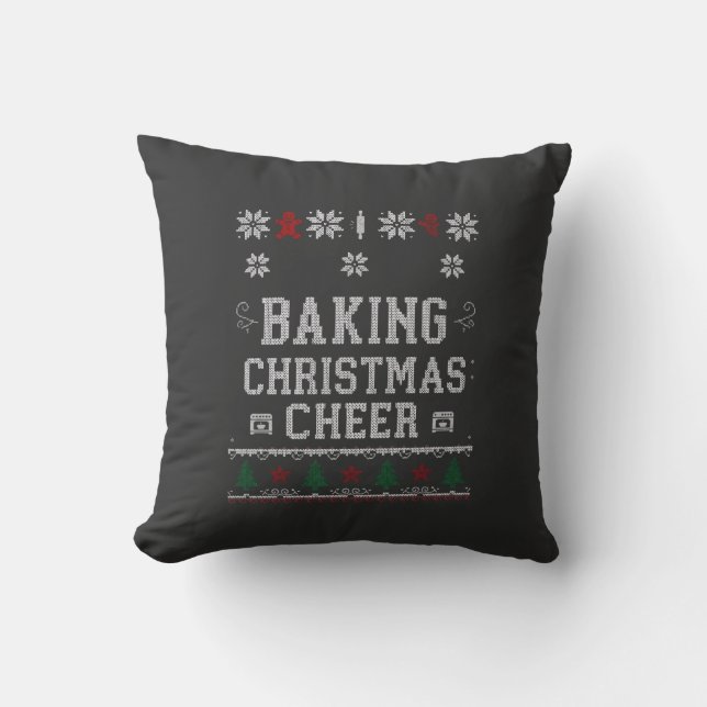 Kerstbakvreugde-gingerbread-ovenbreipatroon Kussen (Voorkant)