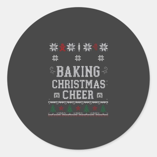 Kerstbakvreugde-gingerbread-ovenbreipatroon Ronde Sticker (Voorkant)
