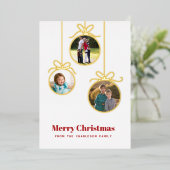 Kerstbal 3 Foto Folie Feestdagenkaart (Staand Voorkant)