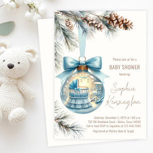 Kerstbal Baby Shower Uitnodiging Winter Jongen