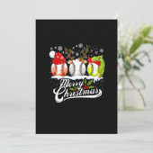 Kerstbal Baseballpet Santa Elf Rendier Pret Feestdagenkaart (Staand voorkant)