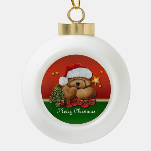 kerstbal Beer kerstbal Keramische Bal Ornament (Voorkant)