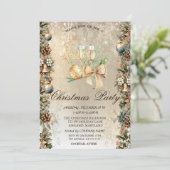 Kerstbal,Bellen Dennenkegels,Rendieren, Glas Kaart (Staand voorkant)