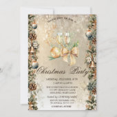 Kerstbal, Bells Pinecones, Rendier, Glas Kaart (Voorkant)