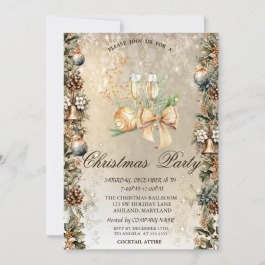 Kerstbal, Bells Pinecones, Rendier, Glas Kaart (Voorkant)