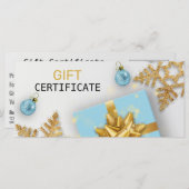 kerstbal blauwe cadeaukaart voor gouden snoepjes (Voorkant / Achterkant)