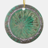  kerstbal Blauwgroen Ice Indent Keramisch Ornament (Voorkant)