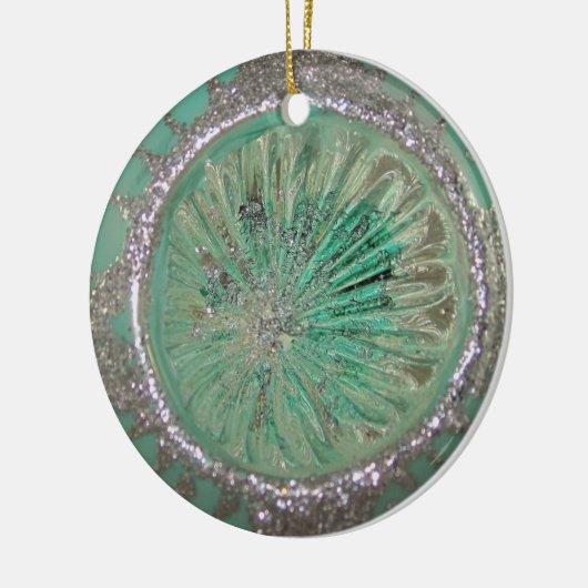  kerstbal Blauwgroen Ice Indent Keramisch Ornament (Links)