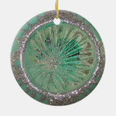  kerstbal Blauwgroen Ice Indent Keramisch Ornament (Achterkant)