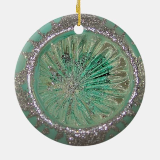  kerstbal Blauwgroen Ice Indent Keramisch Ornament (Achterkant)