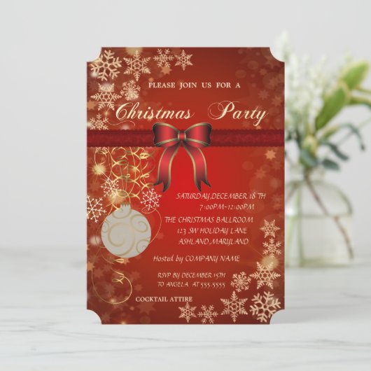 Kerstbal, Bow Corporate Kerstparty Kaart (Staand voorkant)