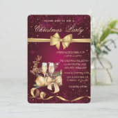 Kerstbal, Bow, rendier, wijnglas Kaart (Staand voorkant)