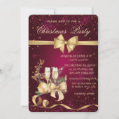 Kerstbal, Bow, rendier, wijnglas Kaart (Voorkant)