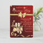 Kerstbal, Bow, rendierkerstfeest Uitnodigen Kaart (Staand voorkant)