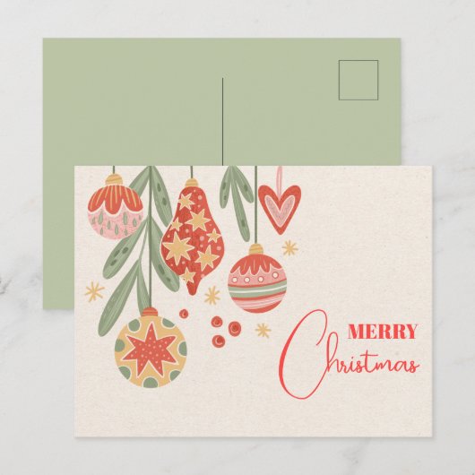 Kerstbal Briefkaart (Voorkant / Achterkant)