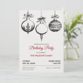 Kerstbal decoratie verjaardag kaart (Staand voorkant)