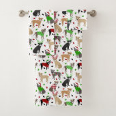 kerstbal Dogs Bath Towel Set Bad Handdoek (Insitu)