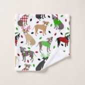 kerstbal Dogs Bath Towel Set Bad Handdoek (Wasdoekje)