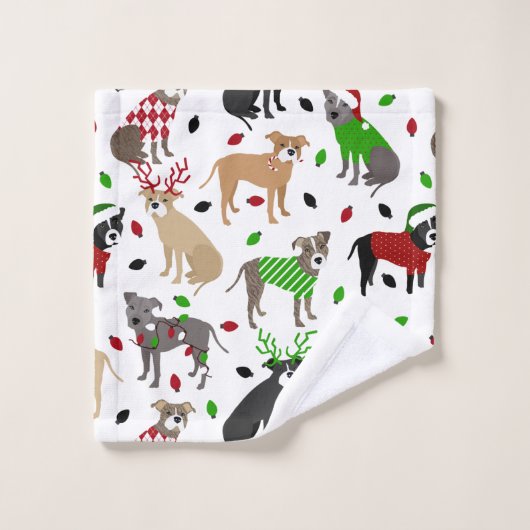kerstbal Dogs Bath Towel Set Bad Handdoek (Wasdoekje)