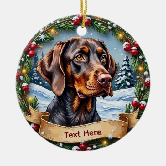 Kerstbal Duitse Staande Hond Keramisch Ornament (Voorkant)