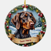 Kerstbal Duitse Staande Hond Keramisch Ornament (Achterkant)