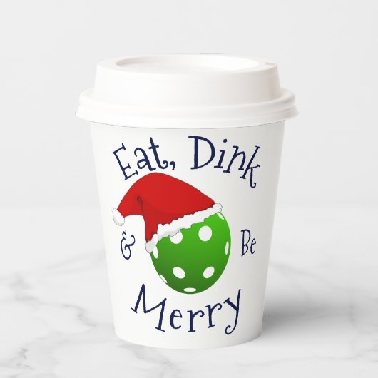 kerstbal Eat Dink en be Merry Papieren Bekers (Voorkant)
