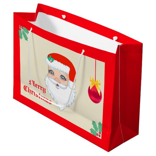 Kerstbal en kerstman groot cadeauzakje (Voorkant Gekanteld)