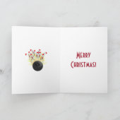 kerstbal en pan feestdagen kaart (Binnen)