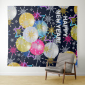 Kerstbal en Sneeuwvlokken Feestje Wandkleed (In Situ (horizontaal))