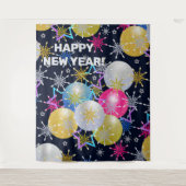 Kerstbal en Sneeuwvlokken Feestje Wandkleed (Voorkant)