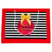 kerstbal en strips groot cadeauzakje (Voorkant)