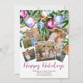 Kerstbal Familie 5 Foto Kerstkaart (Voorkant)