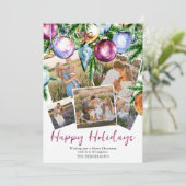 Kerstbal Familie 5 Foto Kerstkaart (Staand voorkant)