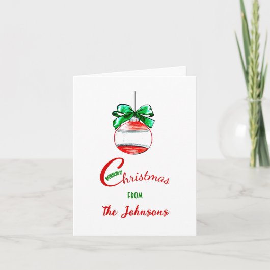 Kerstbal Feestdagen Kaart (Voorkant)