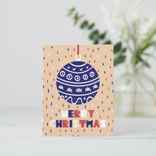 Kerstbal Feestdagenkaart (Staand voorkant)