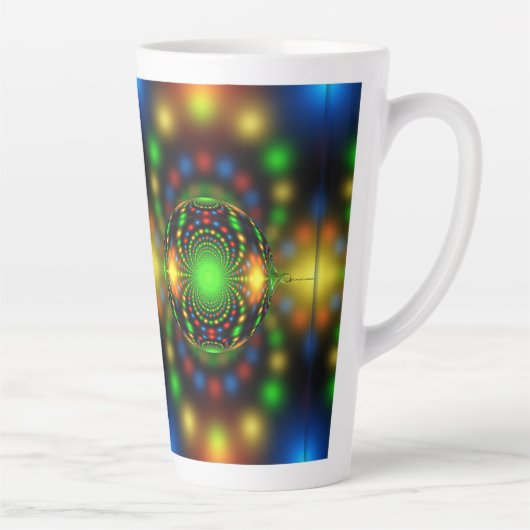 Kerstbal Fractal Ontwerp-29440 Latte Mok (Rechts)